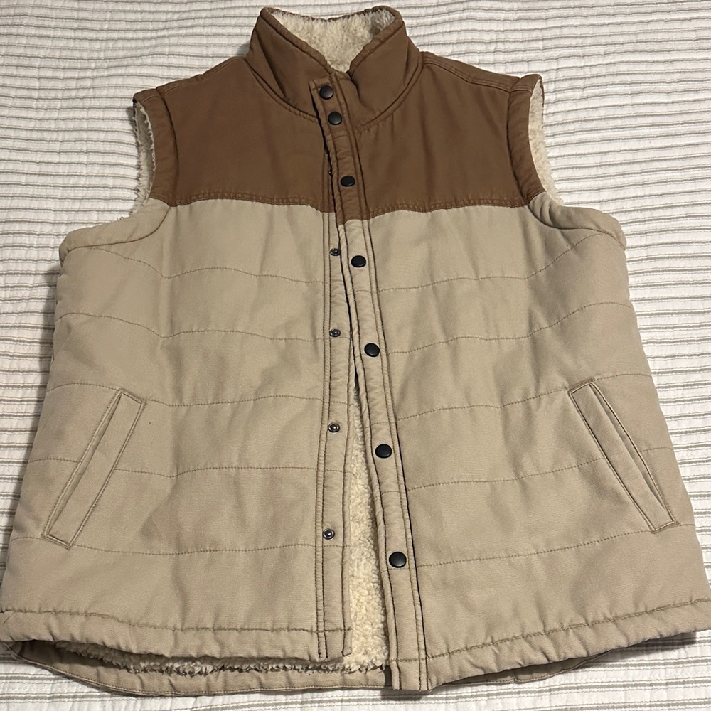 Men's Beige and Brown Sherpa Lined  Vest